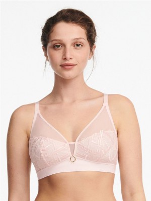 Pink Chantelle Graphic Support Lace Wireless Women Bras | USC6414DV