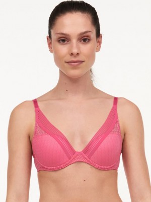 Pink Chantelle Manhattan Plunge Women T-Shirt Bra | ENR10069ZZ