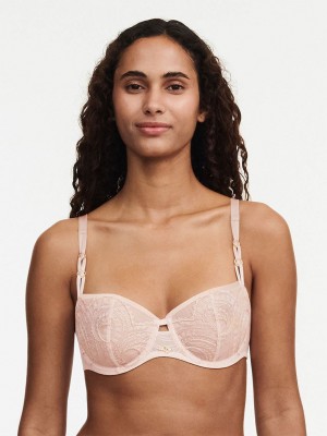 Pink Chantelle Mystic Dream Lace Demi Women Unlined Bra | LOJ7475UA