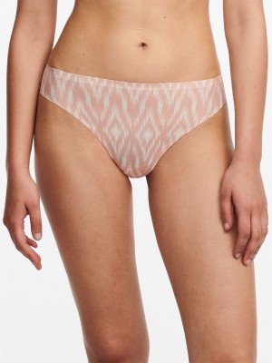 Pink White Chantelle SoftStretch Women Thong Panty | VLR7898OP