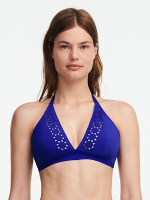 Purple Blue Chantelle Pure Solar Triangle Swim Women Bikini Tops | ECN7570GC