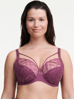 Purple Chantelle Graphic Support Lace Full Coverage Women Unlined Bra | VGH7237YE