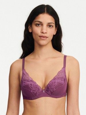 Purple Chantelle Orangerie Dream Lace Contour Plunge Women Bras | GPH8881AN