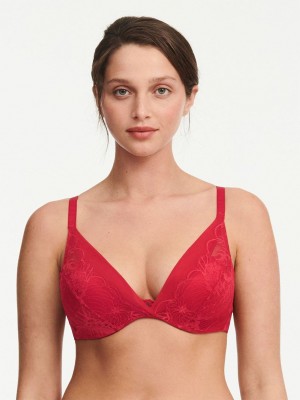 Red Chantelle Midnight Flowers Plunge Women Bras | CKE1755PB