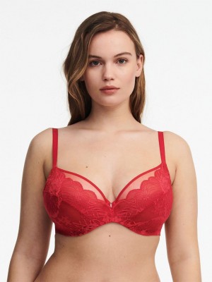 Red Chantelle Midnight Flowers Underwire Women Bras | YJF8171NA