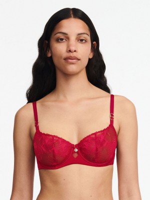 Red Chantelle Orchids Demi Women Bras | EUC7821HS