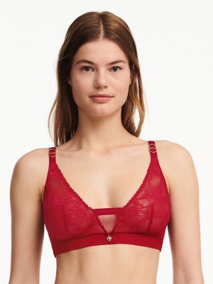 Red Chantelle Orchids Wireless Triangle Women Bras | NKP6359WX