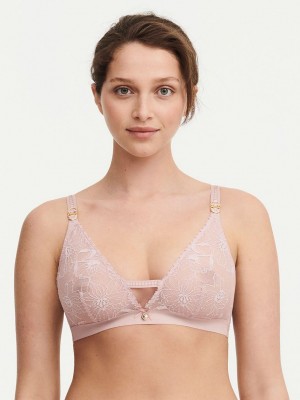 Rose Pink Chantelle Orchids Wireless Triangle Women Bras | KNX7859SS