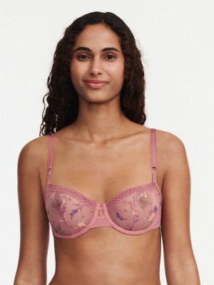 Rose Pink Chantelle Suzy Lace Demi Women Unlined Bra | ILO1492UP