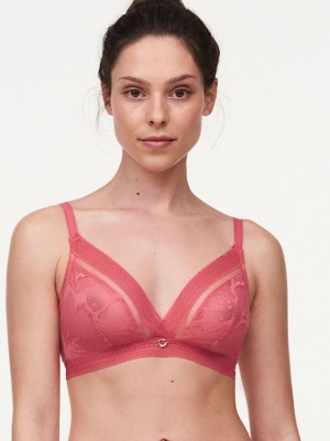 Rose Pink Chantelle True Lace Wireless Women Bras | HFI5191KK