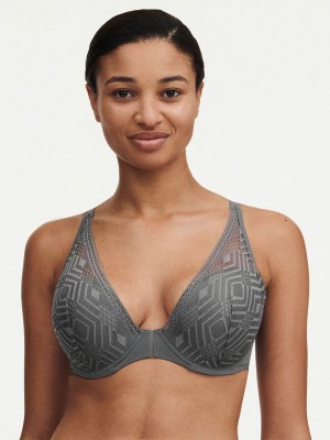 Silver Chantelle Ondine Lace Plunge Contour Women Bras | NEP2825LP