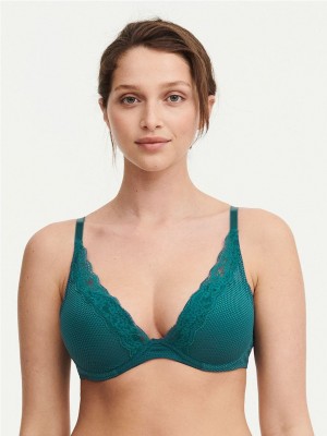 Turquoise Chantelle Brooklyn Plunge Women Bras | XZW2162CN