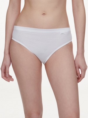 White Chantelle Cotton Comfort Hi-Cut Women Briefs | DIG5847JZ