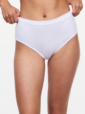 White Chantelle Cotton Comfort High Waist Women Briefs | YGM4892SZ