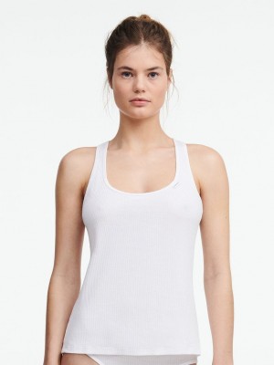 White Chantelle Cotton Comfort Women Tank Top | LHW3711VW