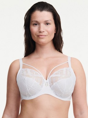 White Chantelle Graphic Support Lace Full Coverage Women Unlined Bra | VBN7692IF