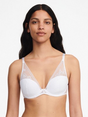 White Chantelle Maddie Plunge Women T-Shirt Bra | BSQ8616YH