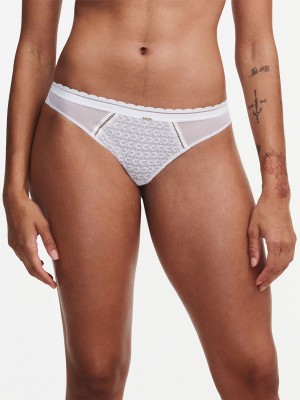 White Chantelle Monogram Cheeky Women Bikini Bottoms | YOD33VB