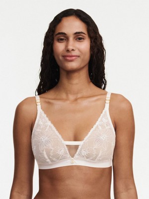 White Chantelle Orchids Wireless Triangle Women Bras | JIS531ZX