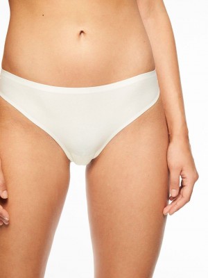 White Chantelle SoftStretch Women Thong Panty | MII4787FV