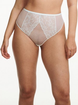 White Chantelle tXture High- Waisted Women Thong Panty | GAO9526ZV