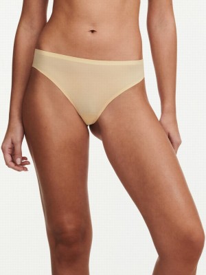 Yellow Chantelle SoftStretch Women Thong Panty | BWT3673XN