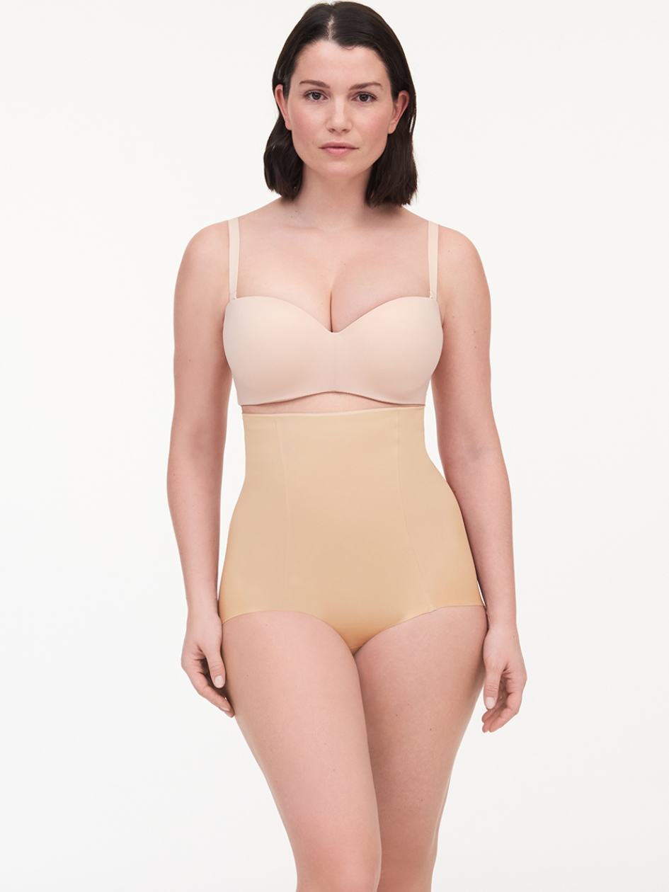 Beige Brown Chantelle Basic Shaping High Waist Women Briefs | JAZ8048UW