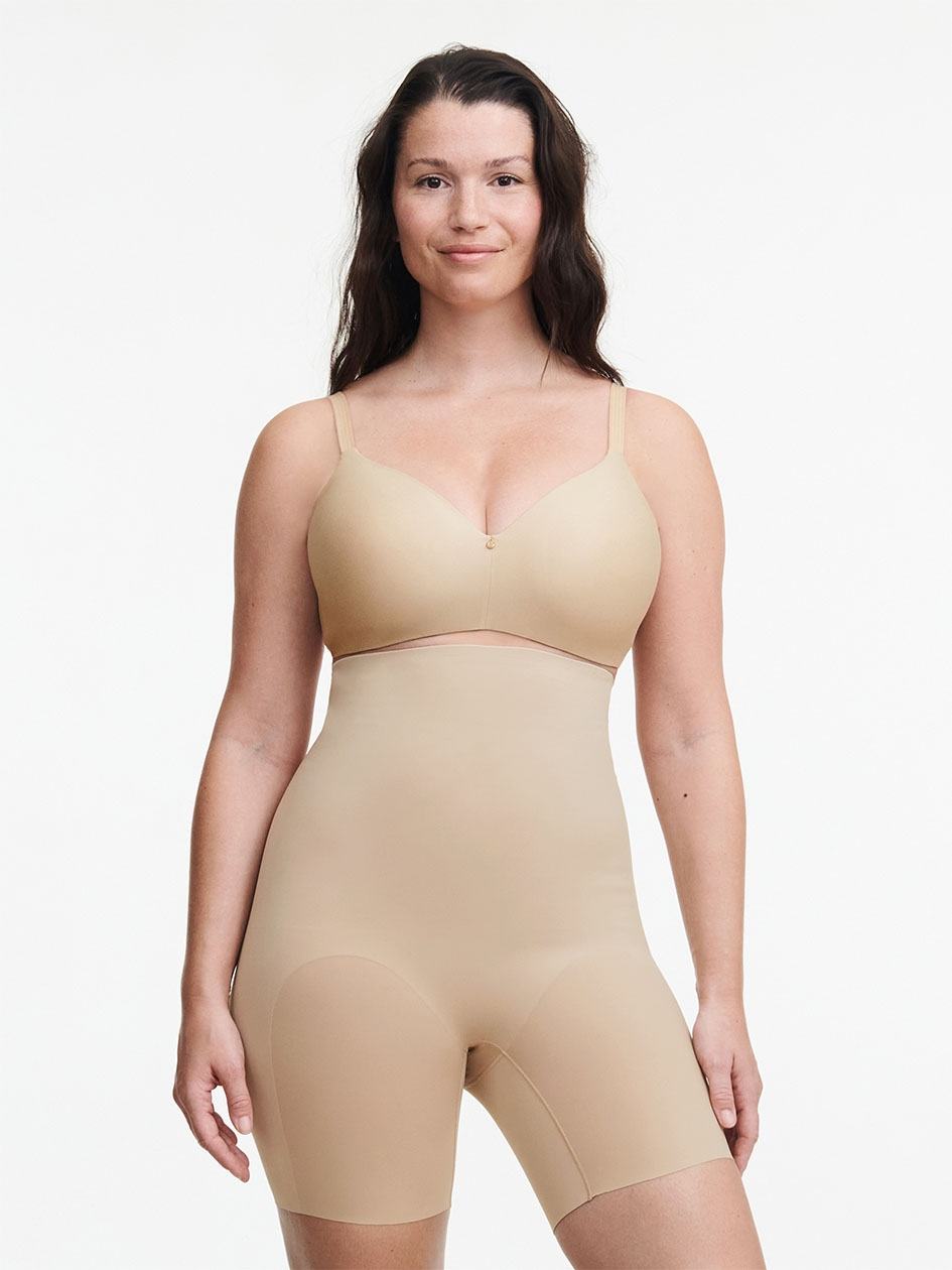 Beige Brown Chantelle Basic Shaping Open Bust Mid-Thigh Shaper Women Bodysuit | HHT4640UK