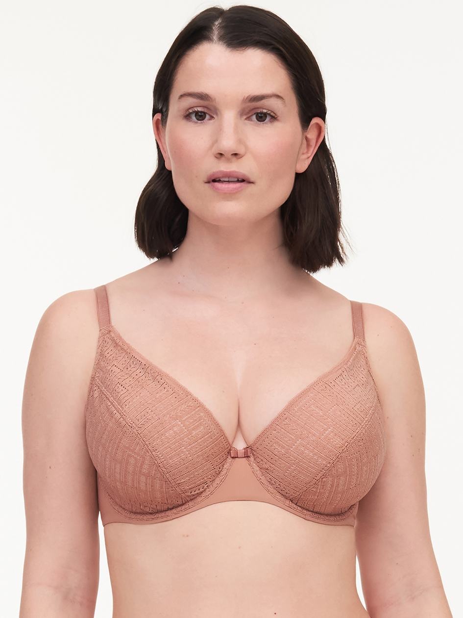 Beige Chantelle Everyday Graphique Full Lace Plunge Underwire Women Bras | VGI52100RA