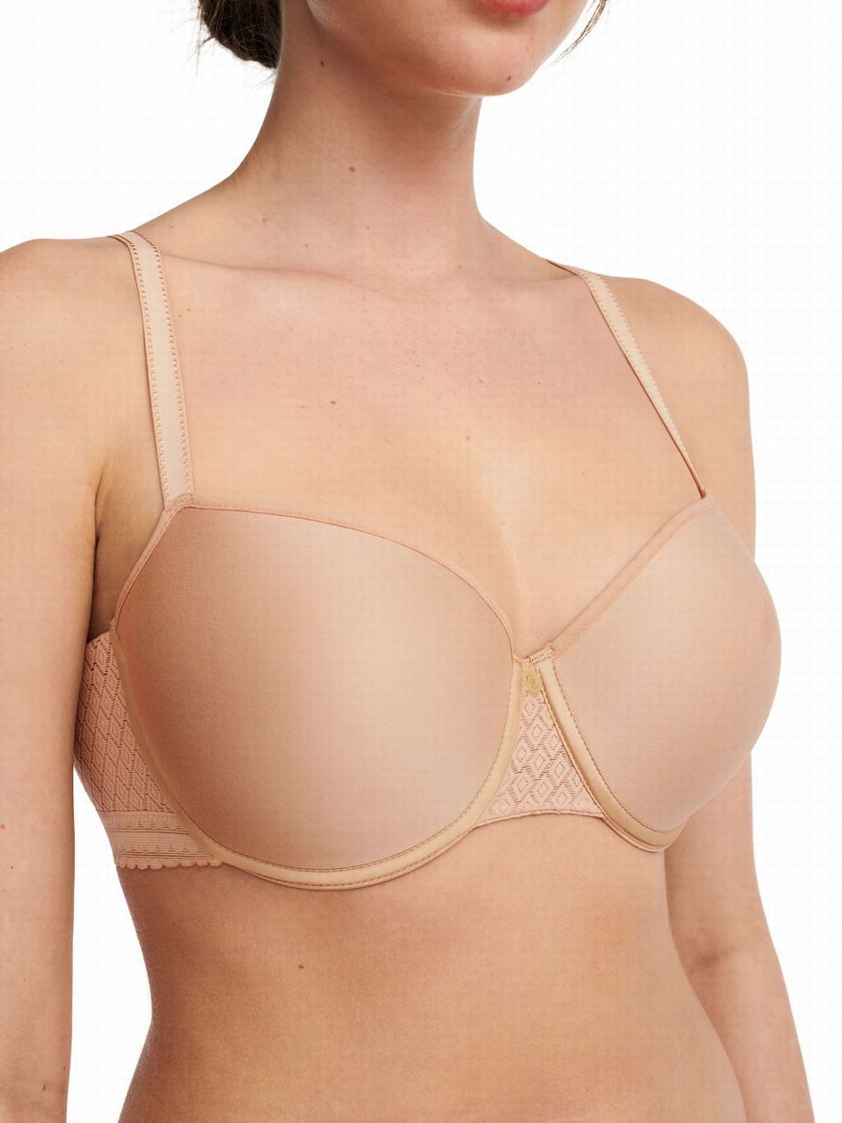 Beige Chantelle Lucie Lace Sexy Comfort Women T-Shirt Bra | VMJ2267KQ