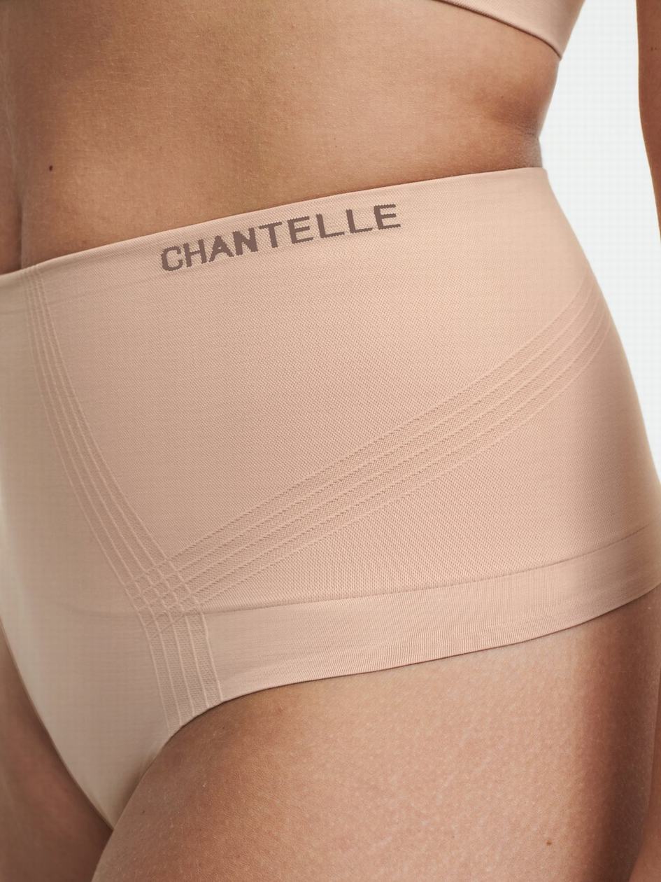 Beige Chantelle Smooth Comfort High Waist Light Shaping Women Thong Panty | QUP9212HJ