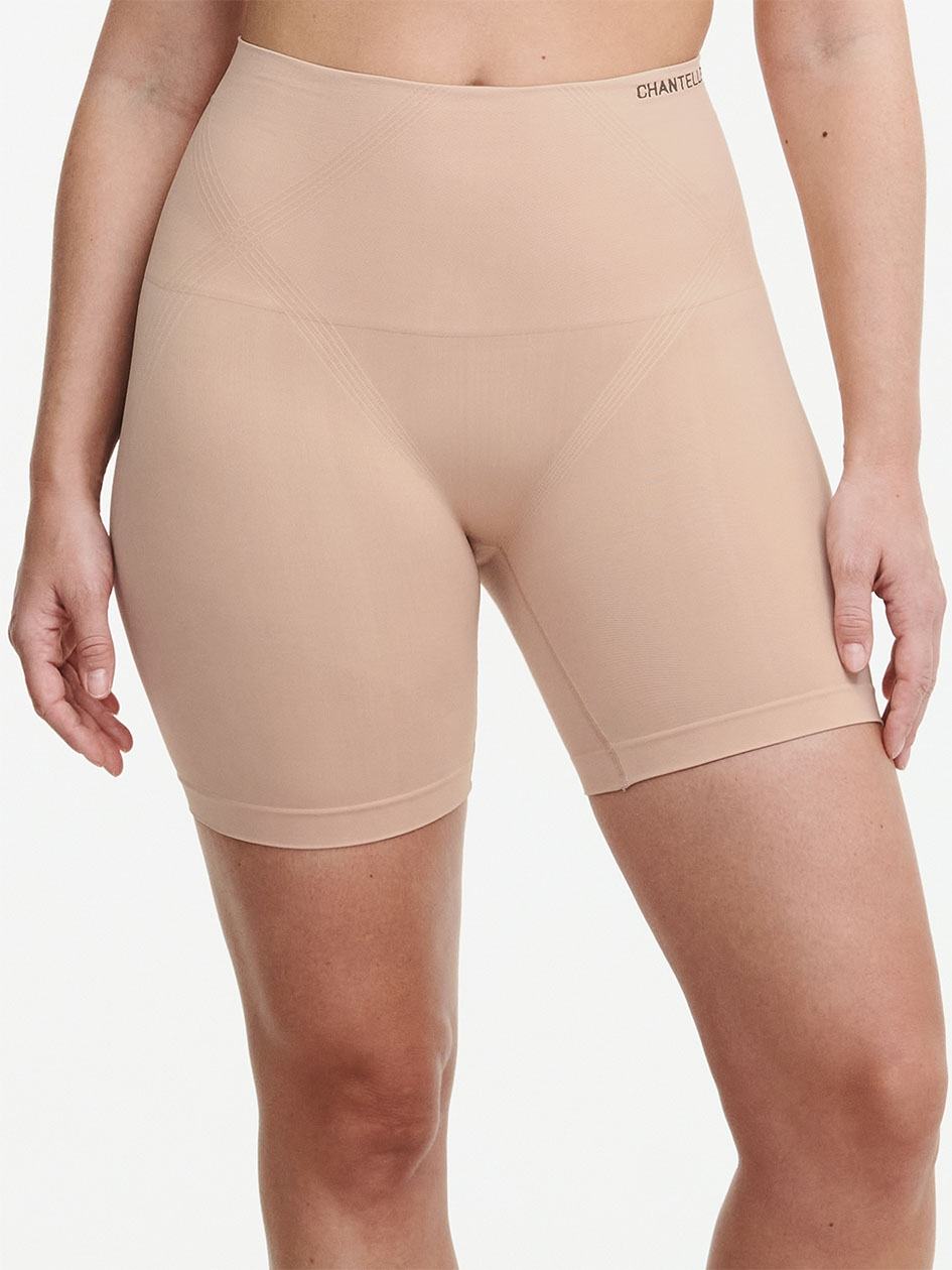 Beige Chantelle Smooth Comfort High Waist Mid-Thigh Light Shaping Women Shorts | SBW2735QN