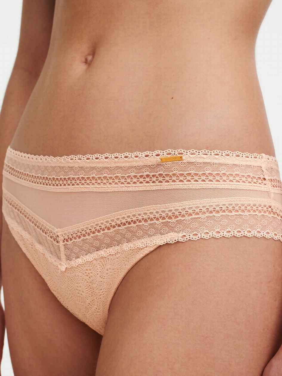 Beige Pink Chantelle Festivite Lace Cheeky Women Bikini Panty | LTW374SK