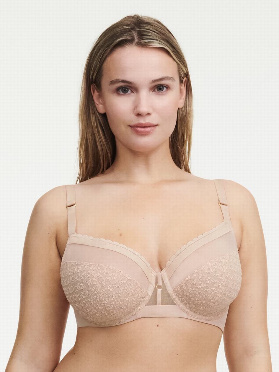 Beige Pink Chantelle Monogram Plunge Women Unlined Bra | SLM5746RN