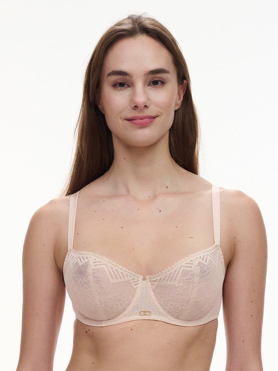 Beige Pink Chantelle Origins Lace Demi Women Unlined Bra | VIG5254QH