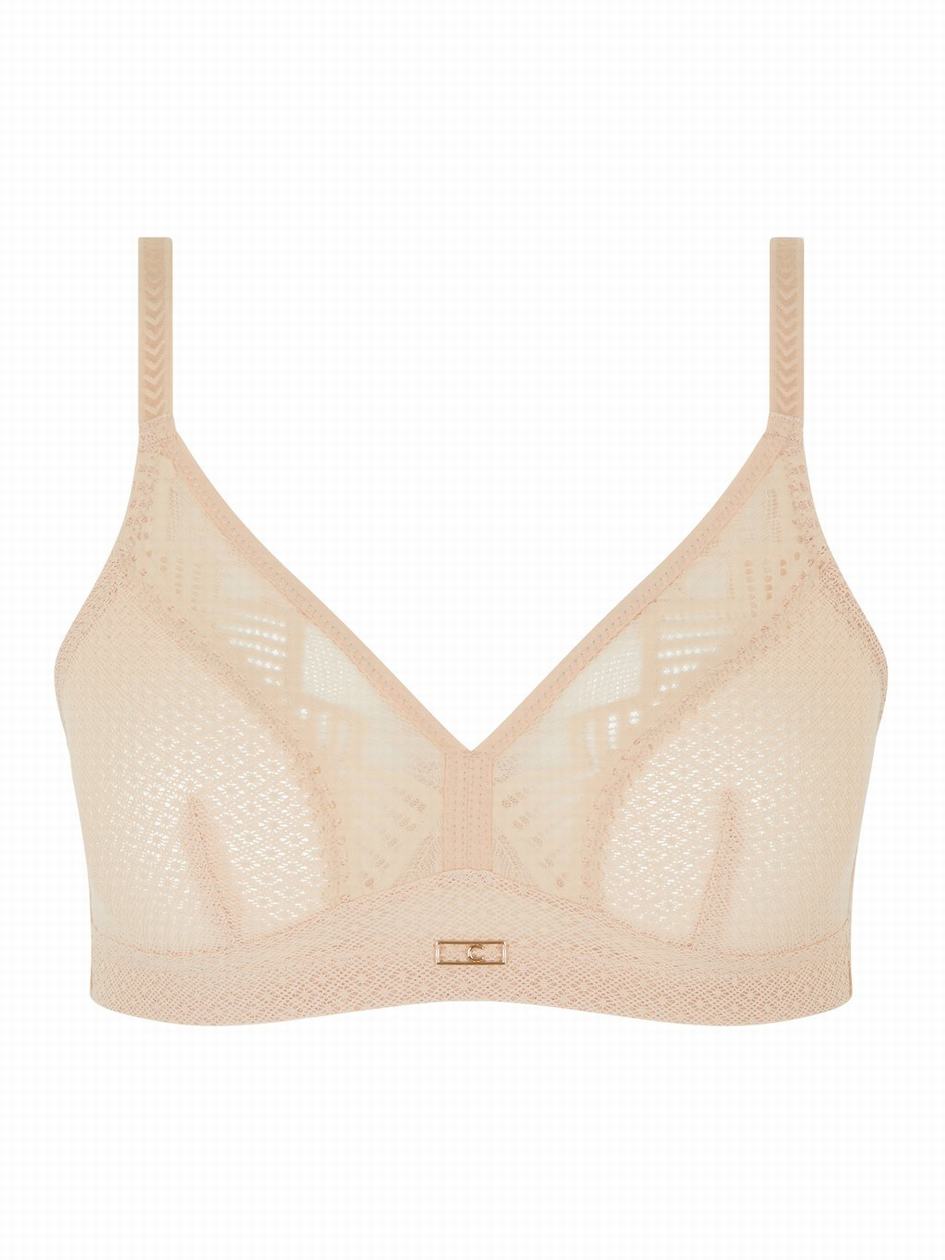 Beige Pink Chantelle Origins Lace Full Support Wireless Women Bras | ANI7935FC