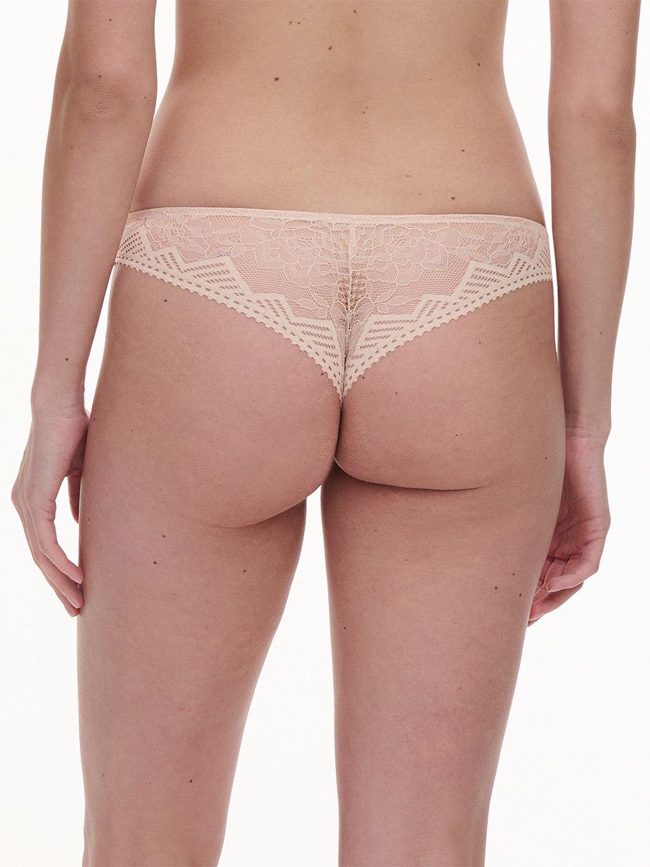 Beige Pink Chantelle Origins Lace Women Thong Panty | SQW707ZG