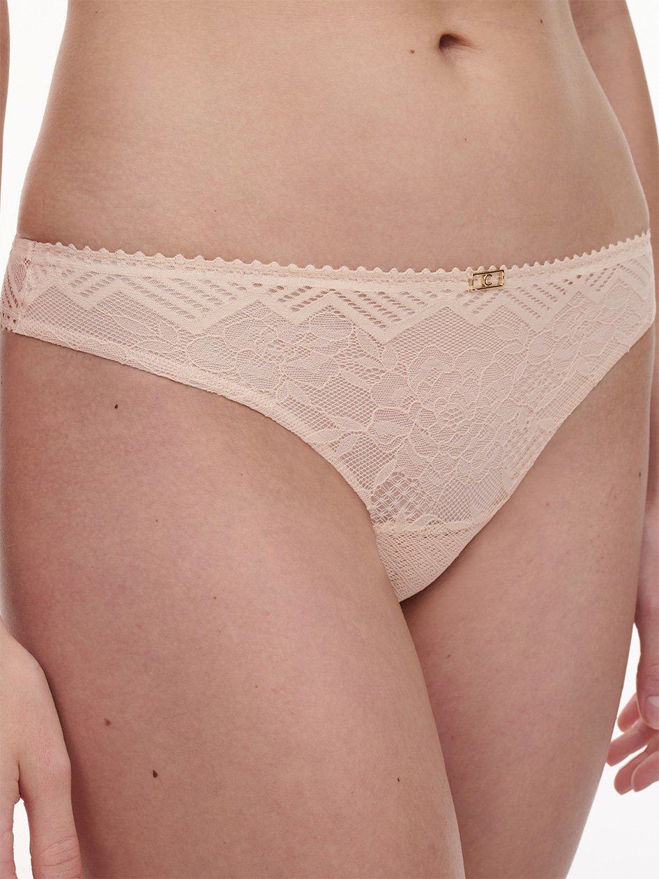 Beige Pink Chantelle Origins Lace Women Thong Panty | SQW707ZG