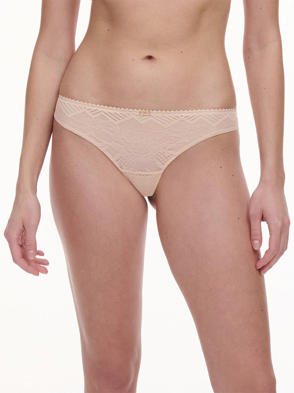 Beige Pink Chantelle Origins Lace Women Thong Panty | SQW707ZG