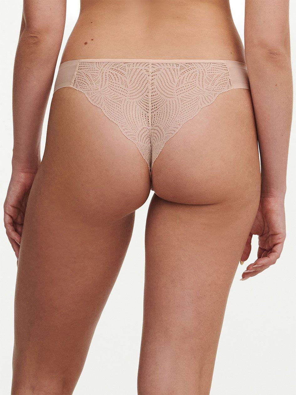 Beige Pink Chantelle SoftStretch Lace Women Thong Panty | MQL7235EH