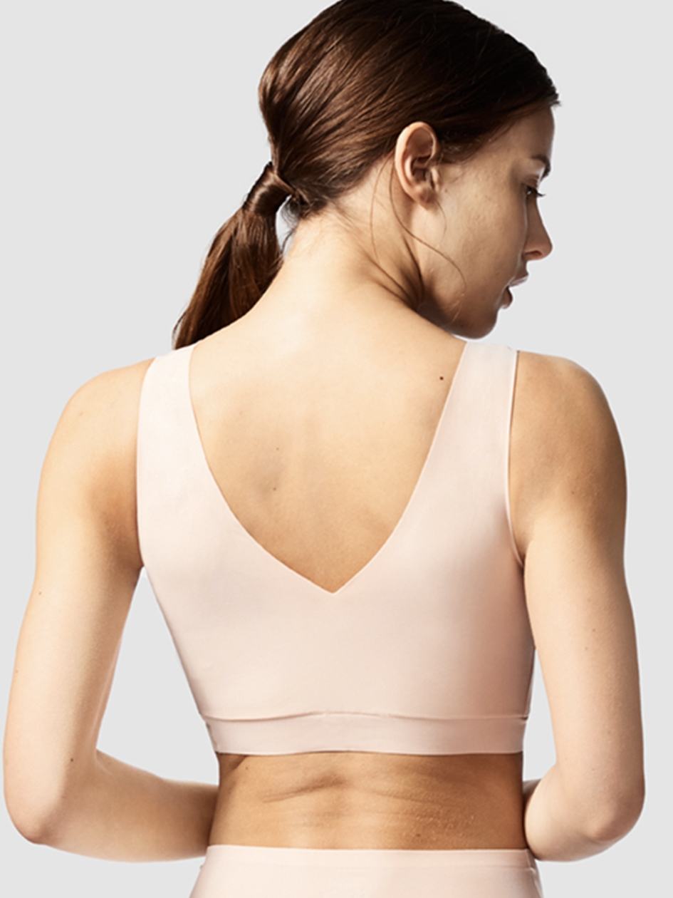 Beige Pink Chantelle SoftStretch Padded V-Neck Women Sports Bra | MUC10083NE