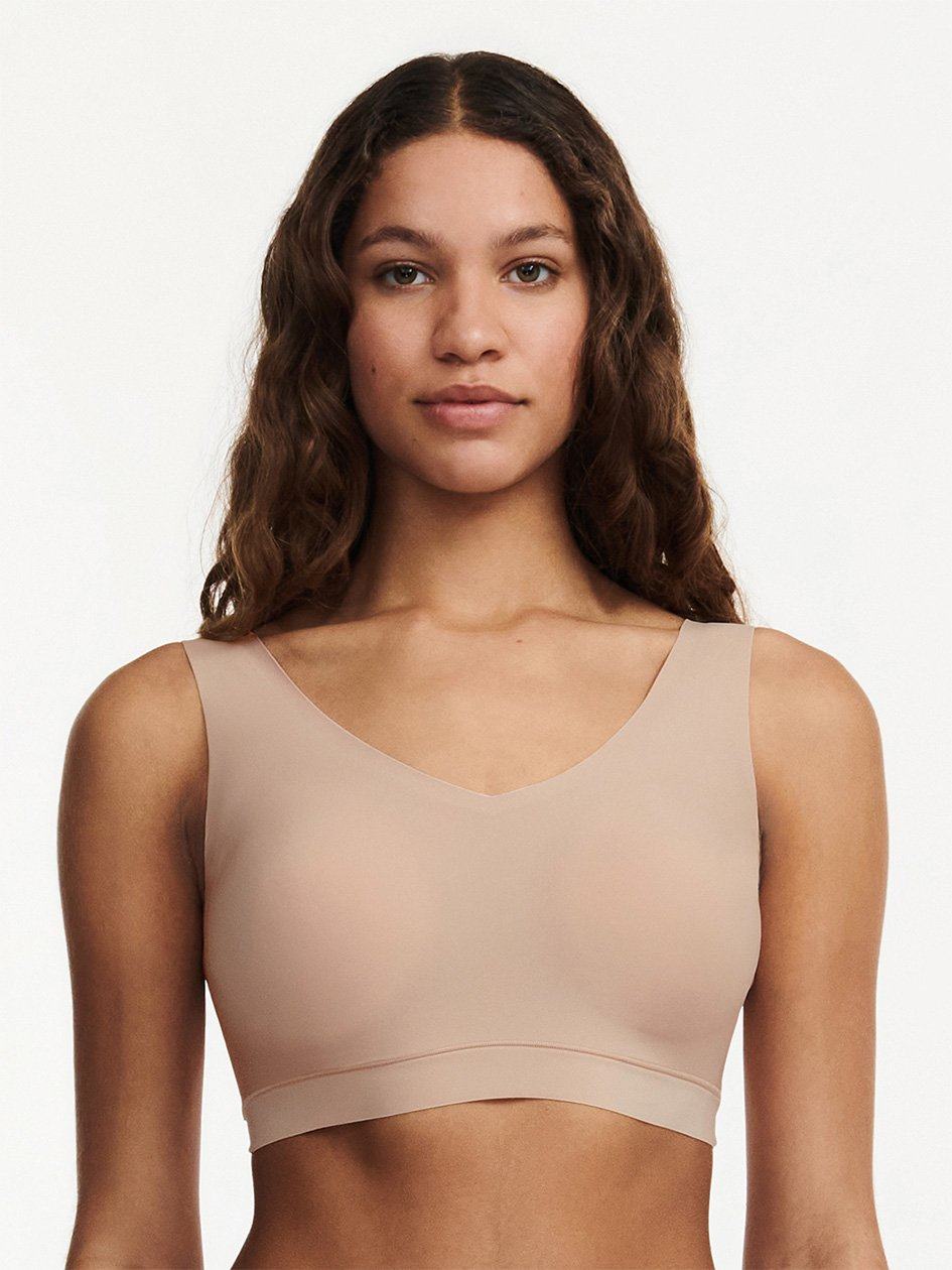 Beige Pink Chantelle SoftStretch Padded V-Neck Women Sports Bra | MUC10083NE