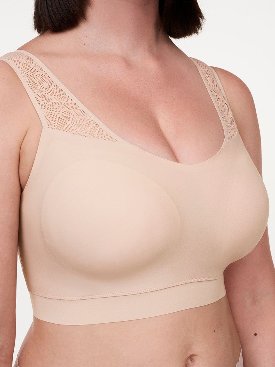 Beige Pink Chantelle SoftStretch Padded Top with Lace Women Sports Bra | WAW2630IJ