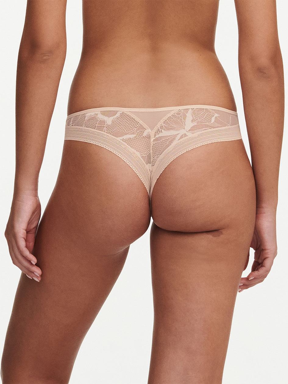 Beige Pink Chantelle True Lace Women Thong Panty | YCK1484BU