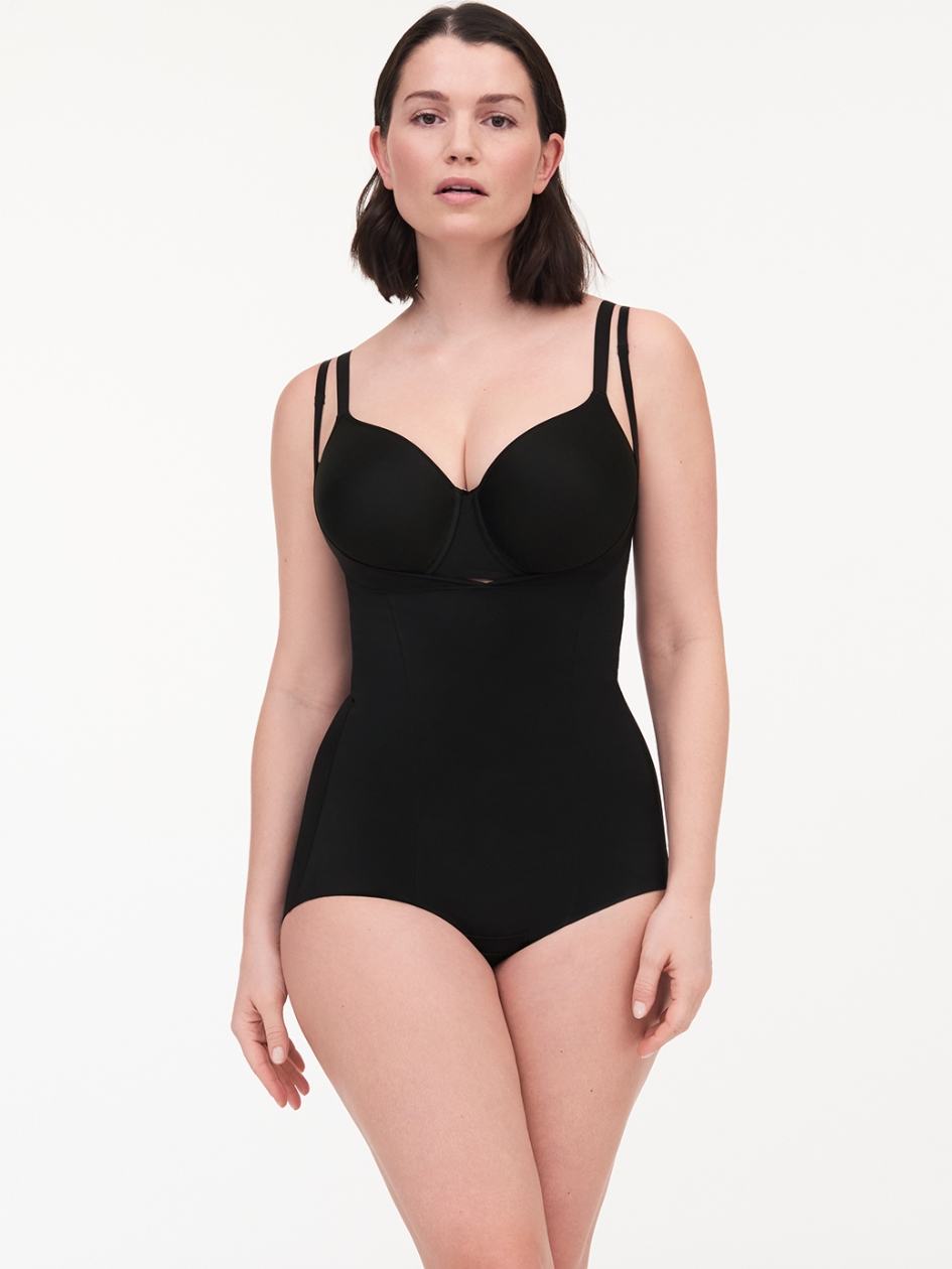 Black Chantelle Basic Shaping Open Bust Women Bodysuit | PJX3065WN