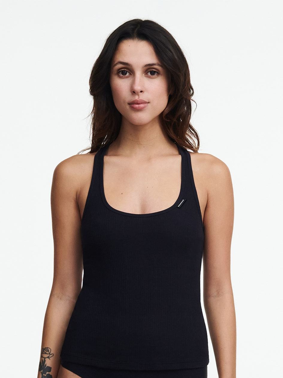 Black Chantelle Cotton Comfort Women Tank Top | ASX8831YQ