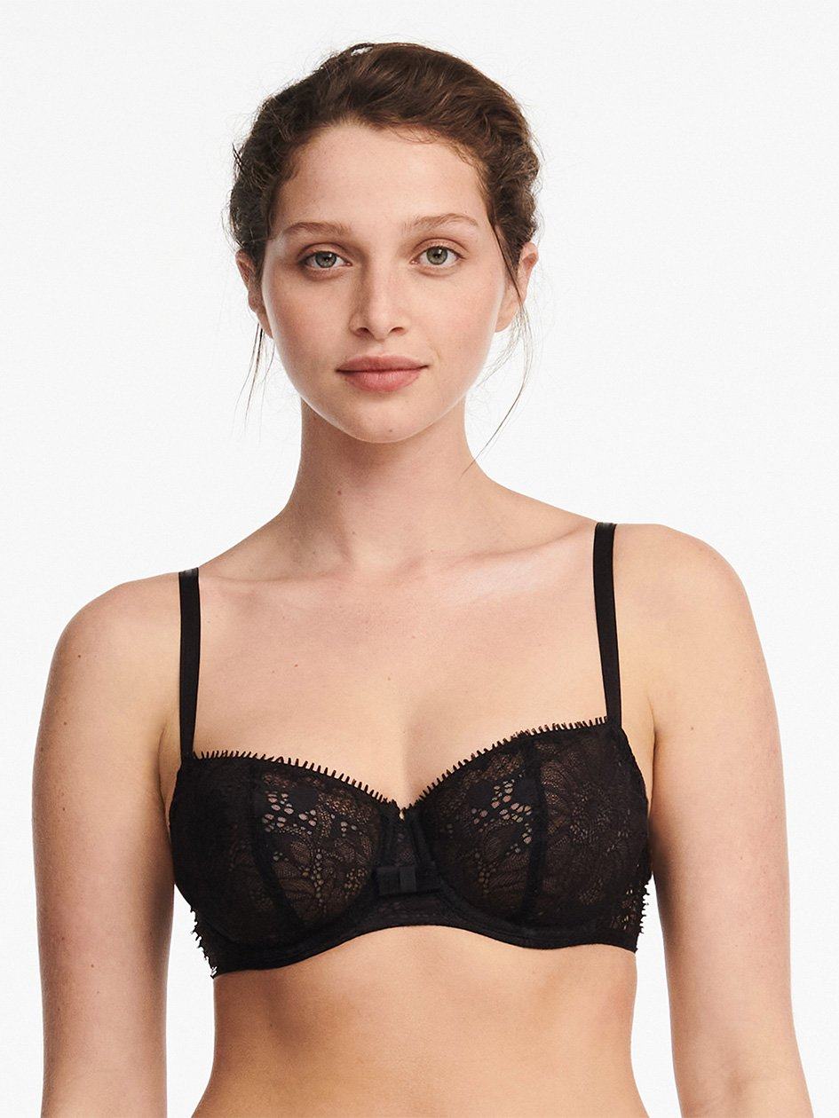 Black Chantelle Day to Night Lace Demi Women Unlined Bra | CNO4842AK