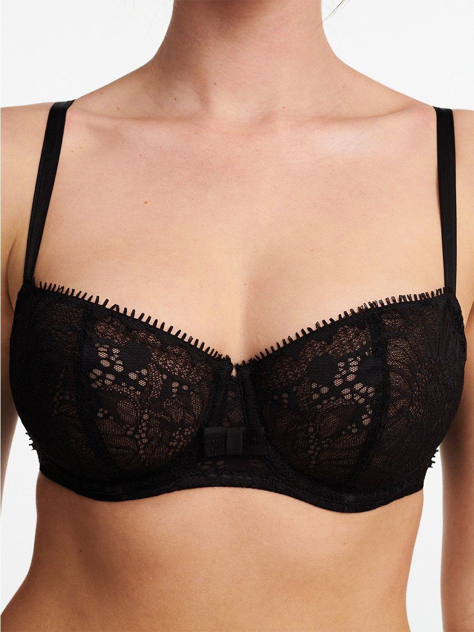 Black Chantelle Day to Night Lace Demi Women Unlined Bra | CNO4842AK