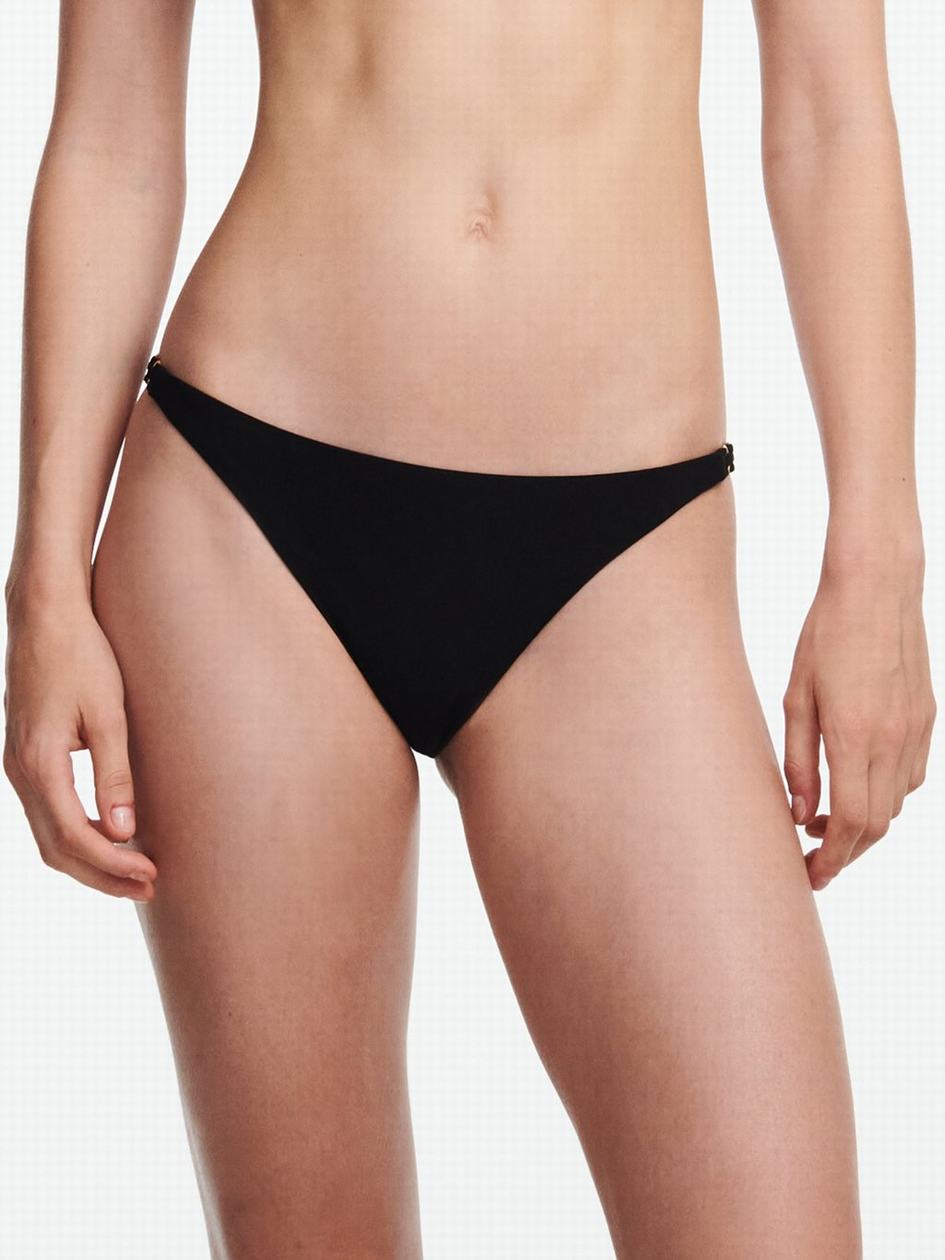 Black Chantelle Emblem Swim Women Bikini Bottoms | JJP6860XJ