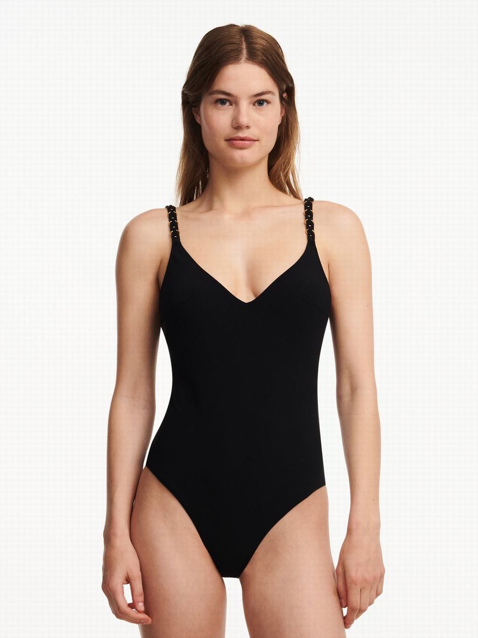 Black Chantelle Emblem Wireless Women Swimsuits | YTB5468PS